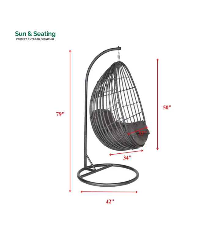 Verratti Single Seater Hanging Swing With Stand For Balcony Garden Swing (Black) Swings