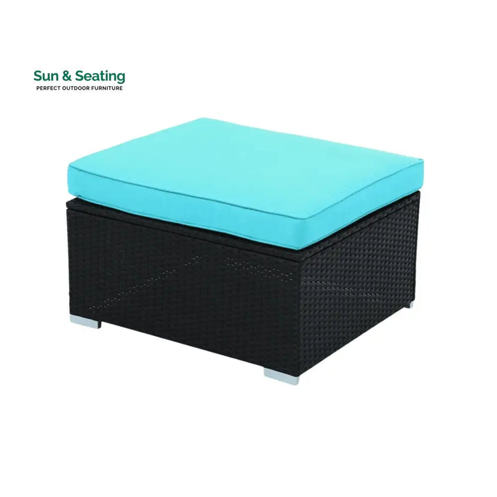 Vesna 6-Piece Outdoor Conversation Set (Black/Sky-Blue) Sofa Set