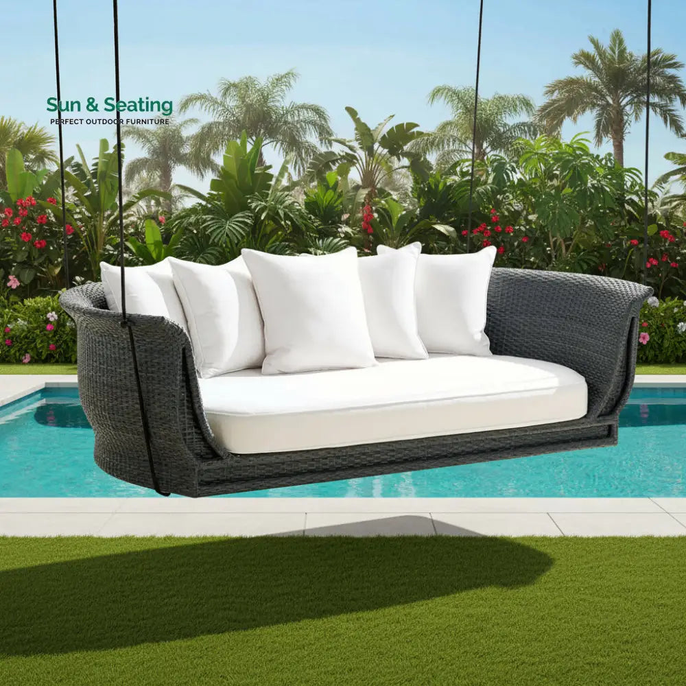 Vibe Three Seater Hanging Swing Without Stand For Balcony Garden Swing (Dark Grey) Swings