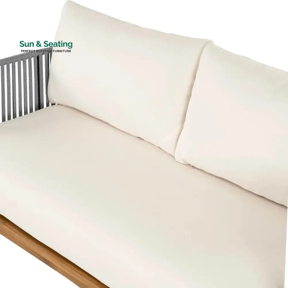 Vibhuti Outdoor 4-Piece Rope Woven Conversation Sofa Set with Wooden Top Table Sofa Set