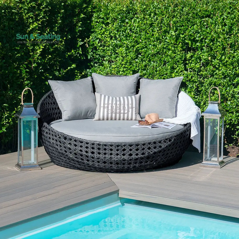 Vicenzo Outdoor Poolside Sunbed With Cushion Daybed (Grey) Sunbed