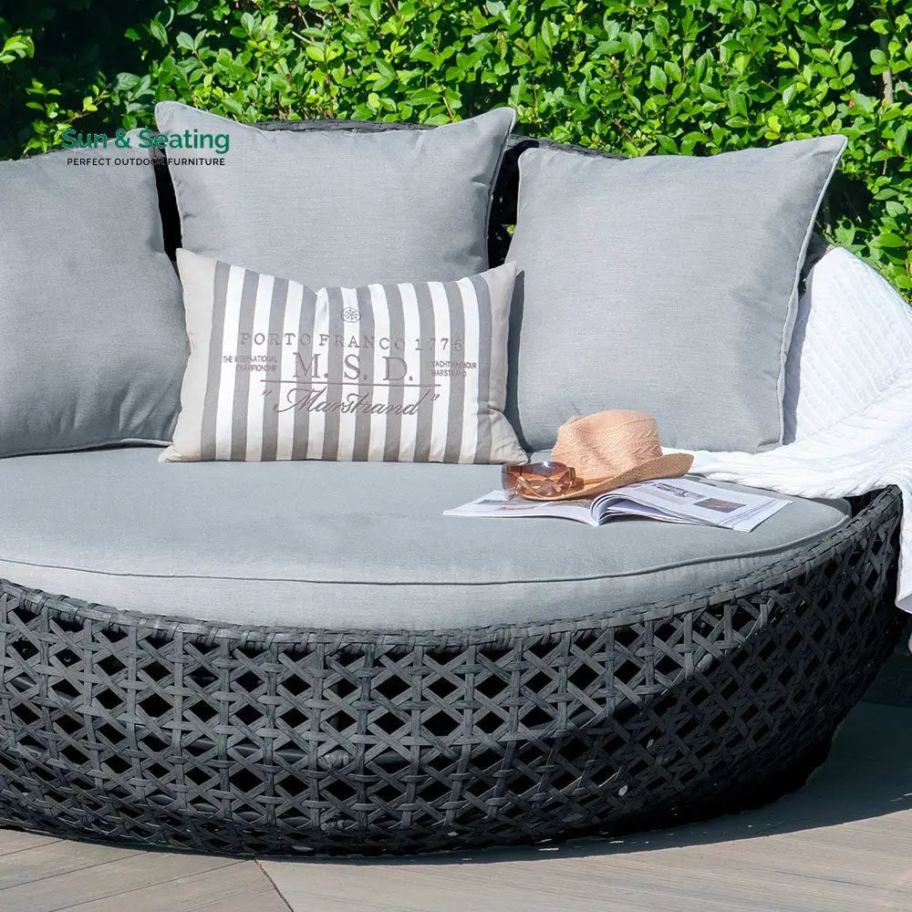 Vicenzo Outdoor Poolside Sunbed With Cushion Daybed (Grey) Sunbed