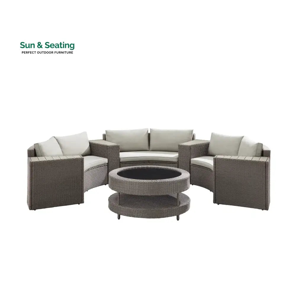 Vimi Outdoor Patio Sofa Set 6 seater and 1 Center Table (Dark brown) Sofa Sets