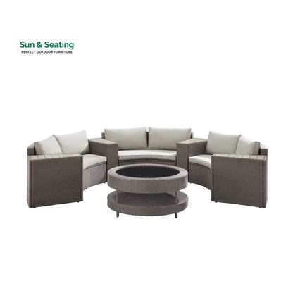 Vimi Outdoor Patio Sofa Set 6 seater and 1 Center Table (Dark brown) Sofa Sets