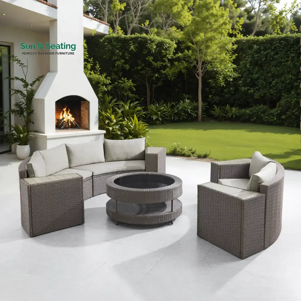 Vimi Outdoor Patio Sofa Set 6 seater and 1 Center Table (Dark brown) Sofa Sets