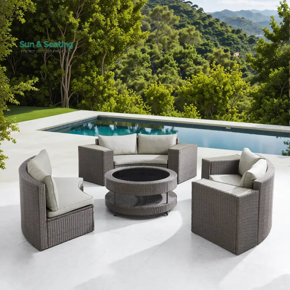 Vimi Outdoor Patio Sofa Set 6 seater and 1 Center Table (Dark brown) Sofa Sets