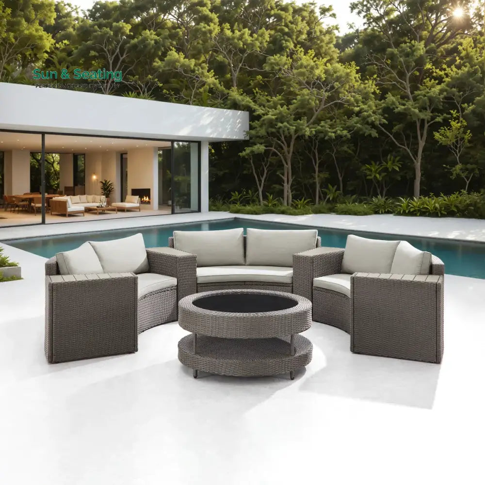 Vimi Outdoor Patio Sofa Set 6 seater and 1 Center Table (Dark brown) Sofa Sets