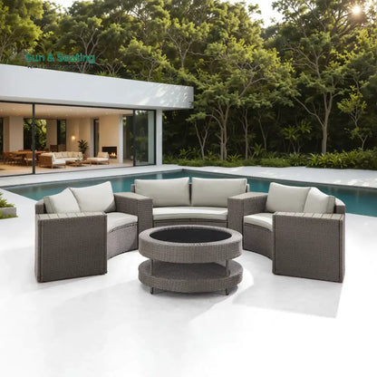 Vimi Outdoor Patio Sofa Set 6 seater and 1 Center Table (Dark brown) Sofa Sets