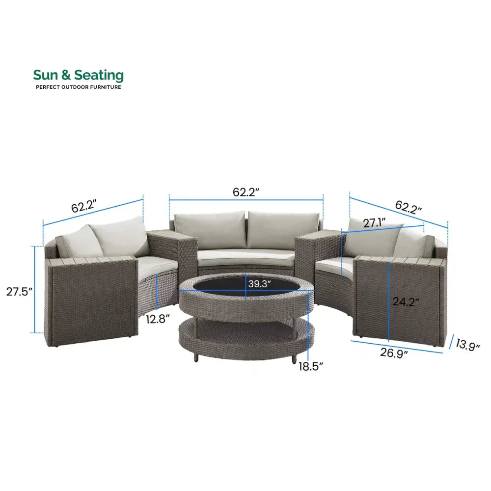 Vimi Outdoor Patio Sofa Set 6 seater and 1 Center Table (Dark brown) Sofa Sets