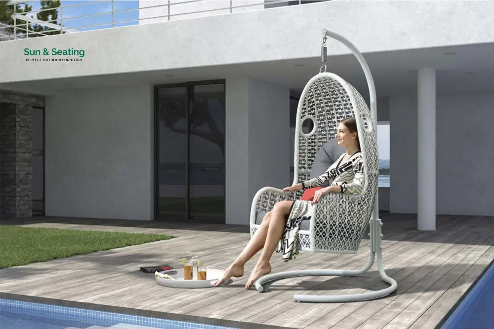 Violante Single Seater Hanging Swing With Stand For Balcony Garden Swing (Grey) Swings