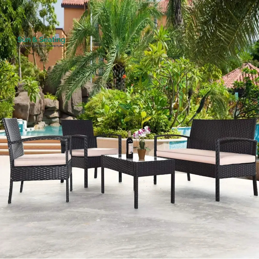 Violet 4 Pieces Patio Furniture Set Outdoor Sectional Sofa Sofa Set