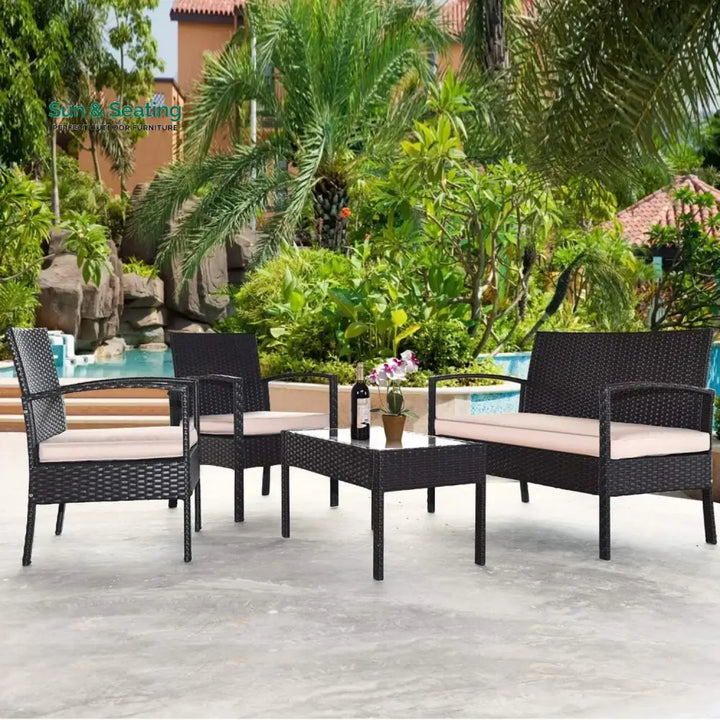Violet 4 Pieces Patio Furniture Set Outdoor Sectional Sofa Sofa Set