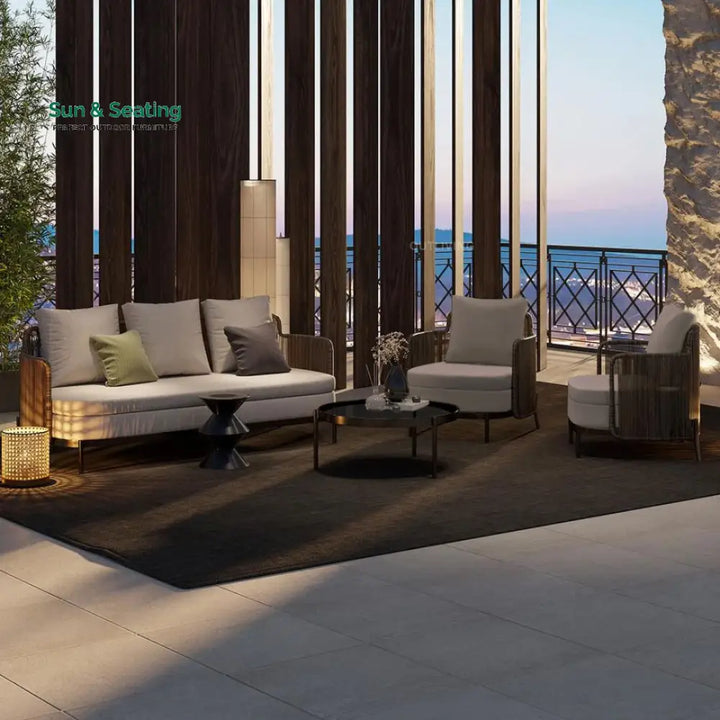 Viov Outdoor Garden Balcony Sofa Set 3 Seater,2 Single seater and 1 Center Table Set (Brown) Sofa Sets