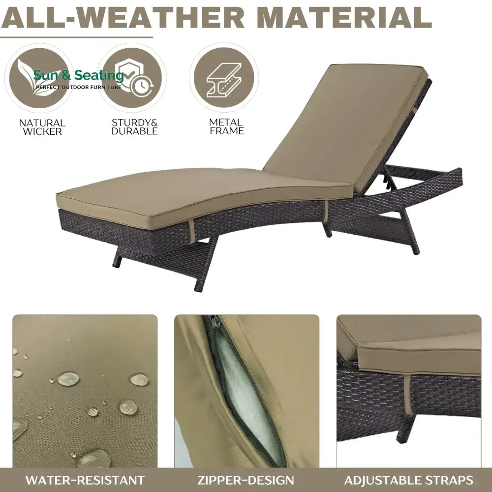 Virtudes Outdoor Rattan Wicker Chaise Lounger For Poolside Lounger Set