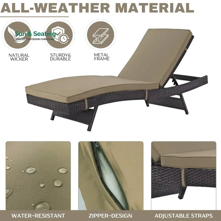 Virtudes Outdoor Rattan Wicker Chaise Lounger For Poolside Lounger Set