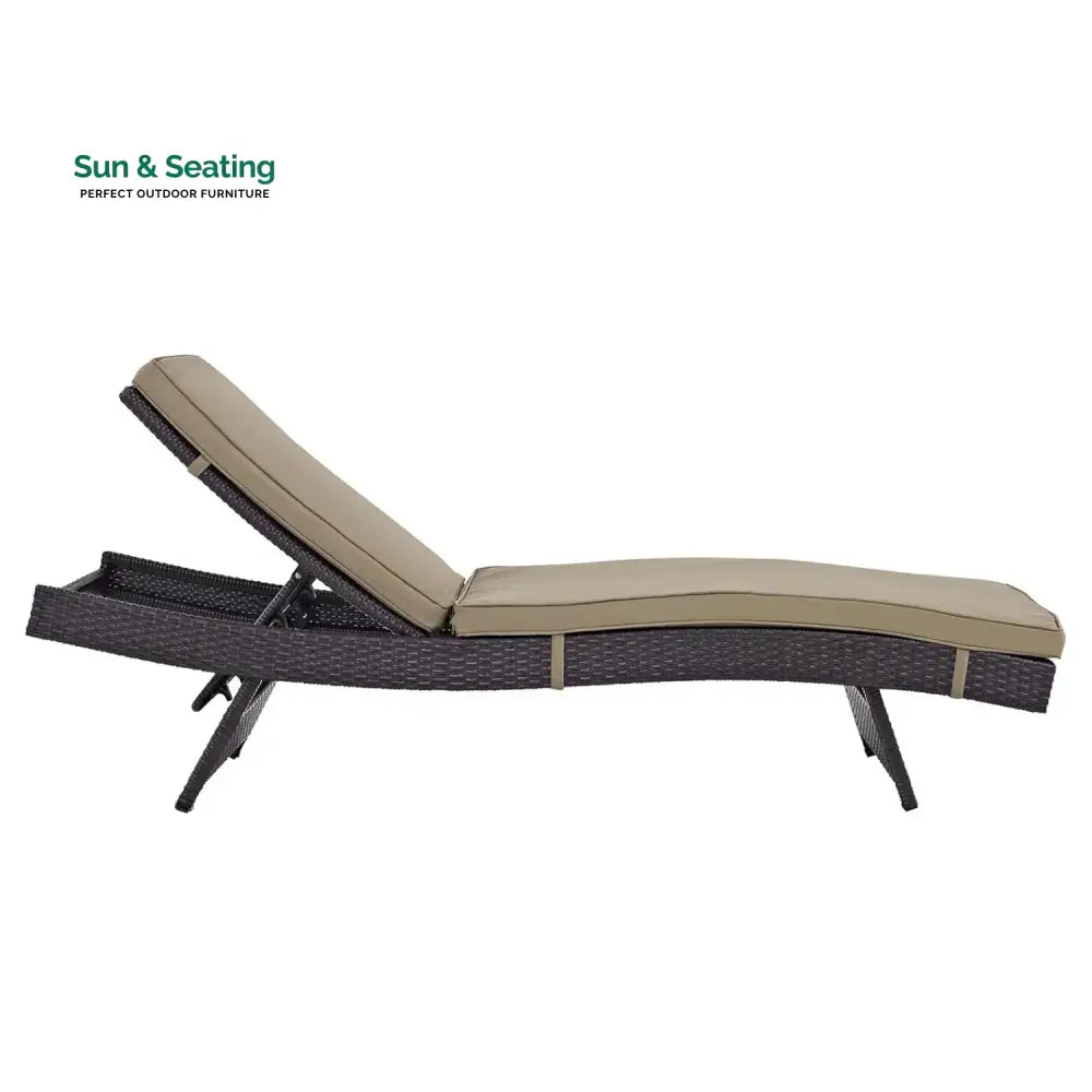 Virtudes Outdoor Rattan Wicker Chaise Lounger For Poolside Lounger Set