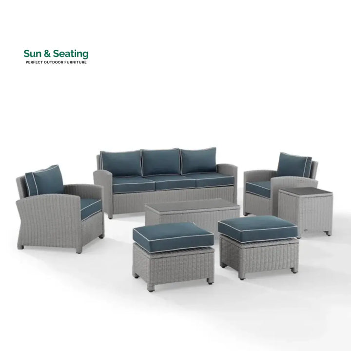 Vittoria 7 Piece Outdoor Wicker Conversation Furniture Set Sofa Set