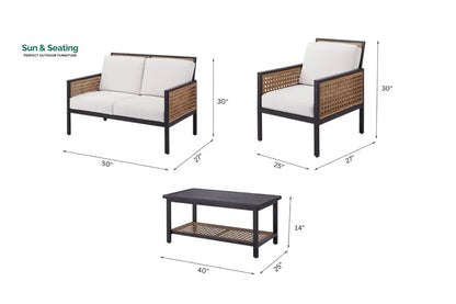 Vizoly Outdoor Garden Balcony Sofa Set 2 Seater 2 Single seater and 1 Center Table Set (Brown) Sofa Sets