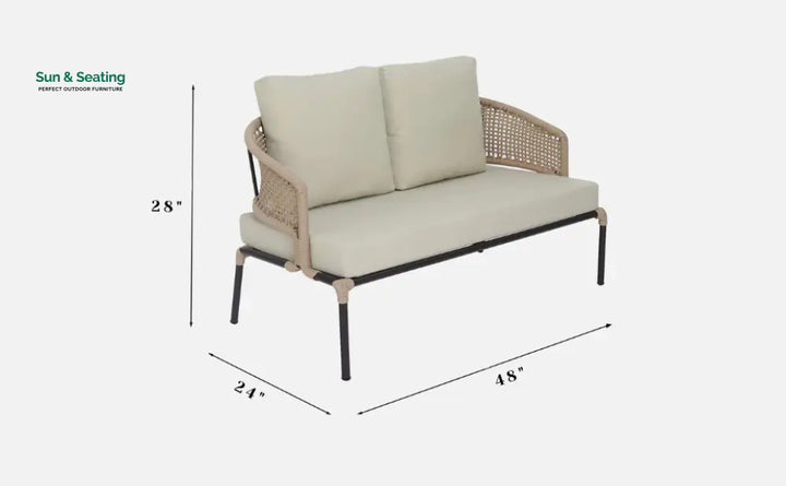Volker Outdoor Sofa Set 2 Seater 2 Single seater and 1 Center Table (Natural) Braided &amp; Rope Sofa Sets