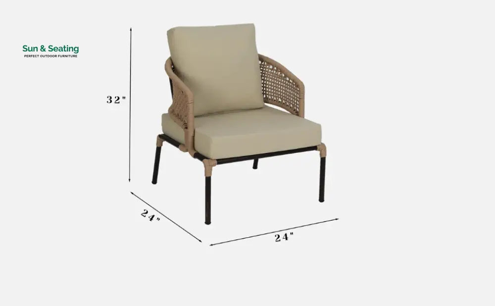 Volker Outdoor Sofa Set 2 Seater 2 Single seater and 1 Center Table (Natural) Braided &amp; Rope Sofa Sets