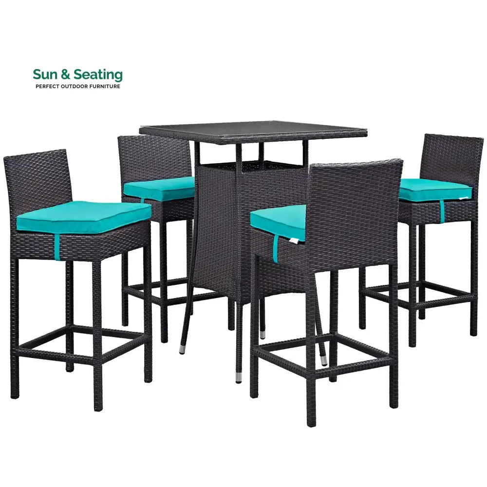 Volta Outdoor Patio Bar Sets 4 Chairs and 1 Table (Dark Brown) Bar Sets