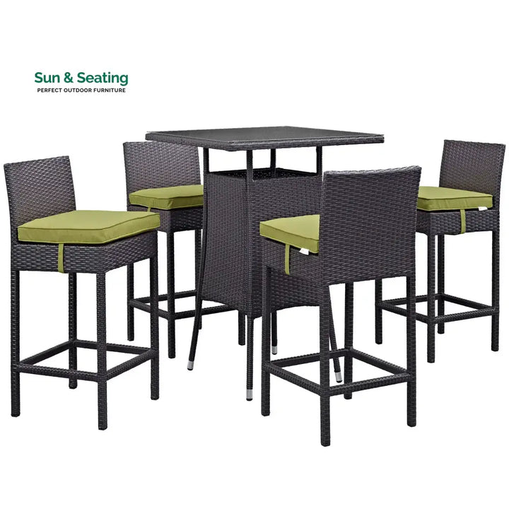 Volta Outdoor Patio Bar Sets 4 Chairs and 1 Table (Dark Brown) Bar Sets
