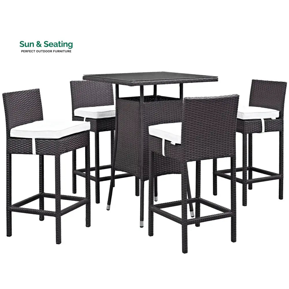Volta Outdoor Patio Bar Sets 4 Chairs and 1 Table (Dark Brown) Bar Sets