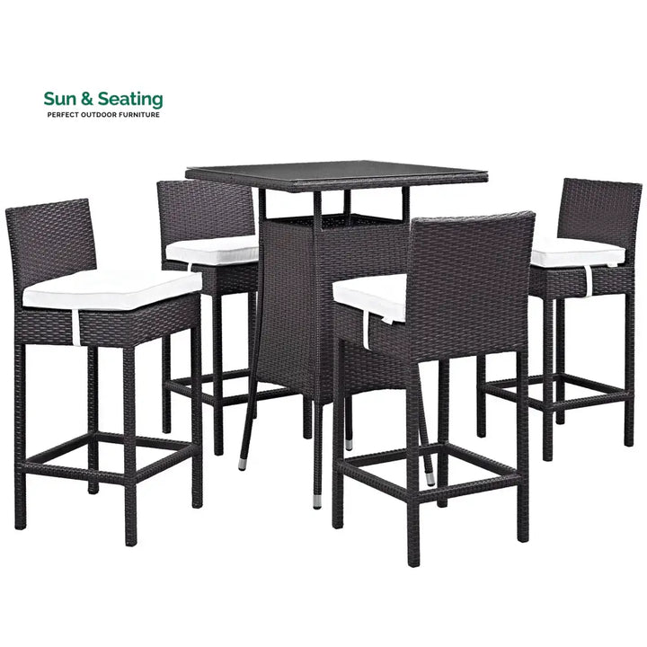 Volta Outdoor Patio Bar Sets 4 Chairs and 1 Table (Dark Brown) Bar Sets