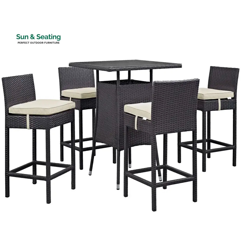 Volta Outdoor Patio Bar Sets 4 Chairs and 1 Table (Dark Brown) Bar Sets