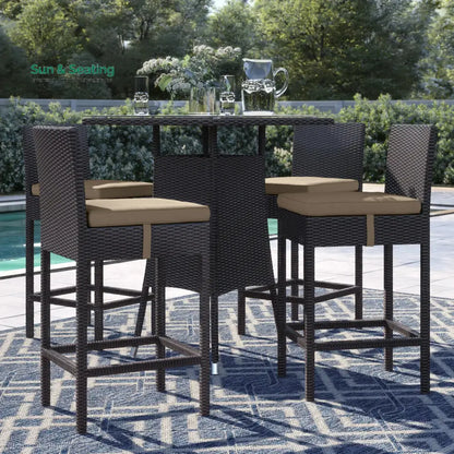 Volta Outdoor Patio Bar Sets 4 Chairs and 1 Table (Dark Brown) Bar Sets