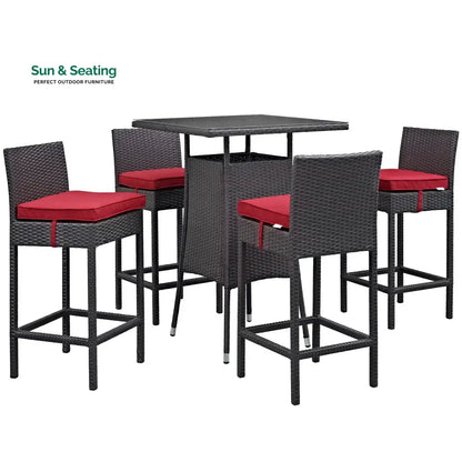 Volta Outdoor Patio Bar Sets 4 Chairs and 1 Table (Dark Brown) Bar Sets