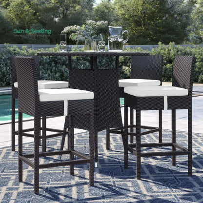 Volta Outdoor Patio Bar Sets 4 Chairs and 1 Table (Dark Brown) White Bar Sets