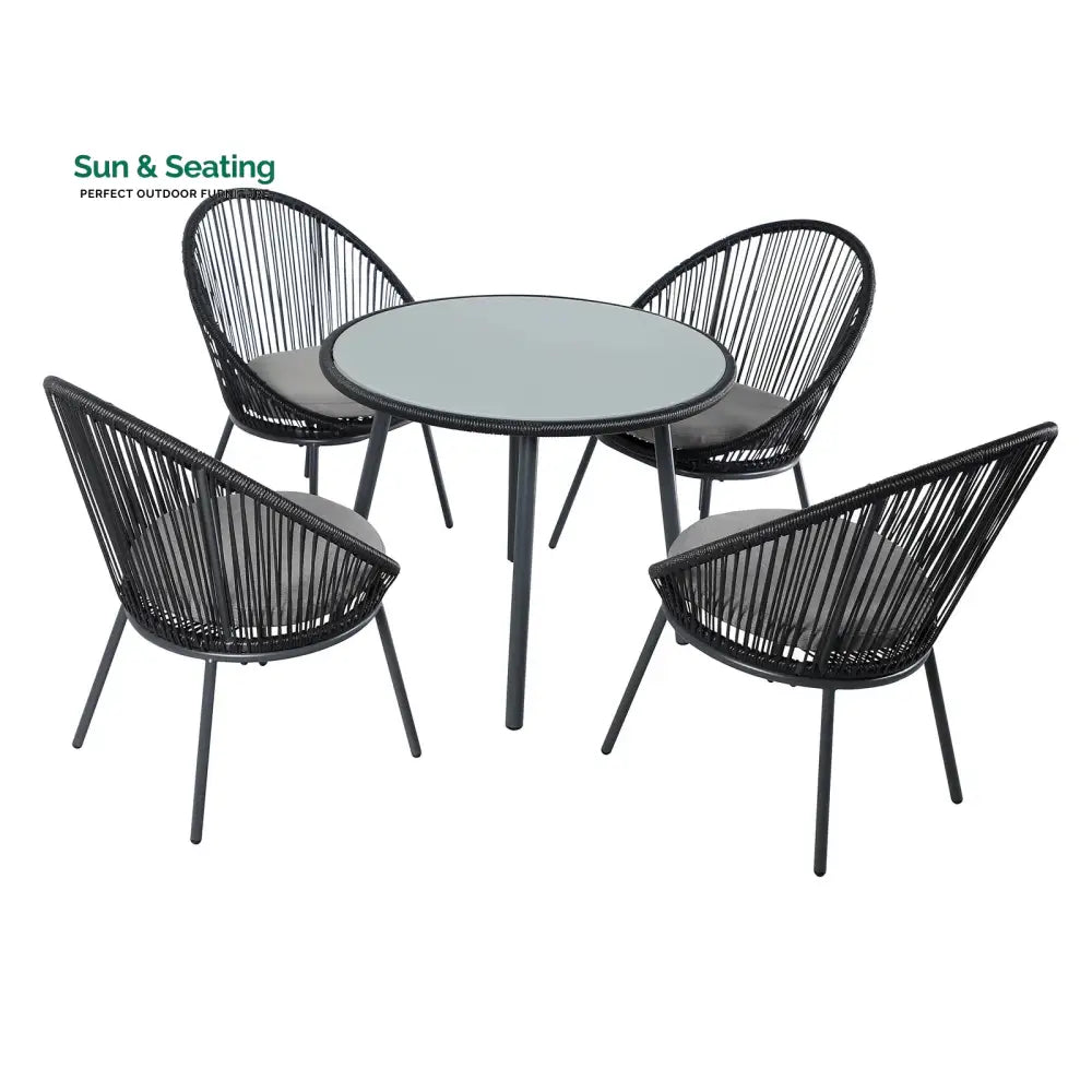 Votion Outdoor Patio Seating Set 4 Chairs and 1 Table Set (Black) Coffee Table Sets
