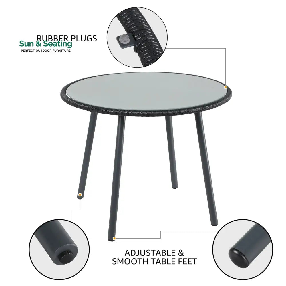 Votion Outdoor Patio Seating Set 4 Chairs and 1 Table Set (Black) Coffee Table Sets