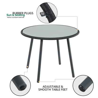 Votion Outdoor Patio Seating Set 4 Chairs and 1 Table Set (Black) Coffee Table Sets