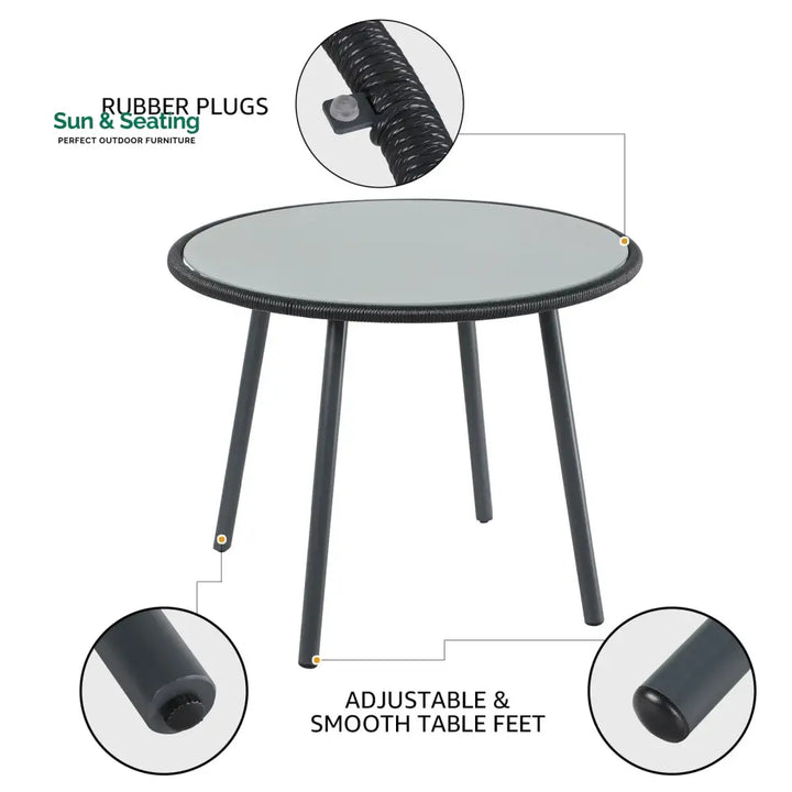 Votion Outdoor Patio Seating Set 4 Chairs and 1 Table Set (Black) Coffee Table Sets