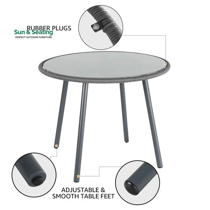 Votion Outdoor Patio Seating Set 4 Chairs and 1 Table Set (Grey) Coffee Table Sets