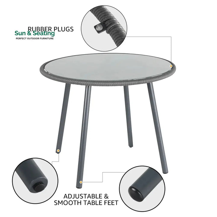 Votion Outdoor Patio Seating Set 4 Chairs and 1 Table Set (Grey) Coffee Table Sets
