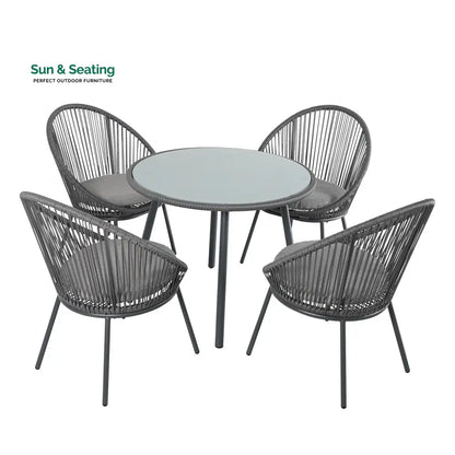 Votion Outdoor Patio Seating Set 4 Chairs and 1 Table Set (Grey) Coffee Table Sets