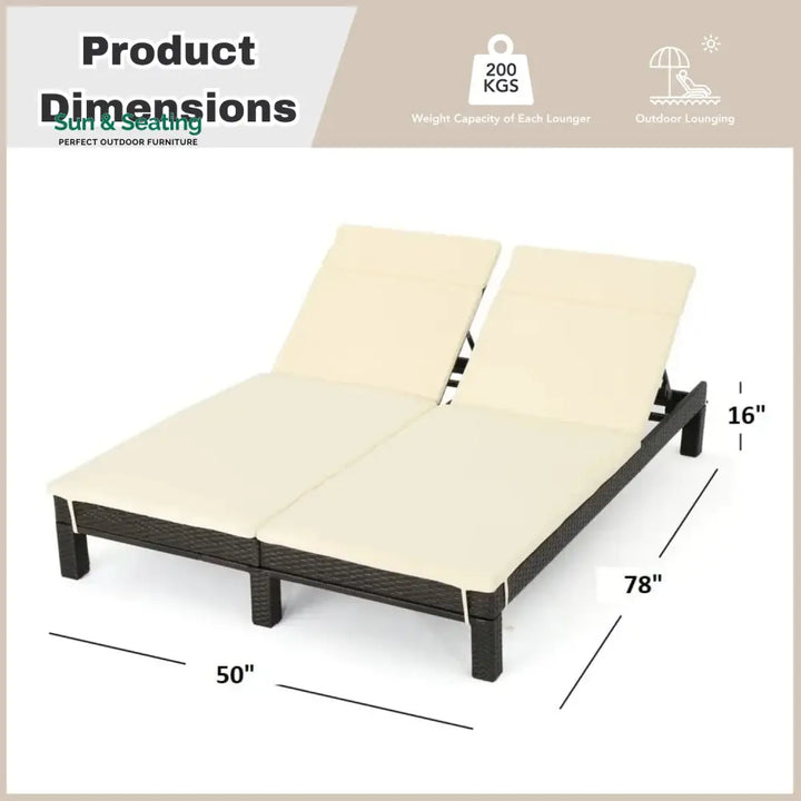 Vritika Outdoor All-Weather Rattan Wicker Chaise Lounge Chair Set of 2 Lounger Set