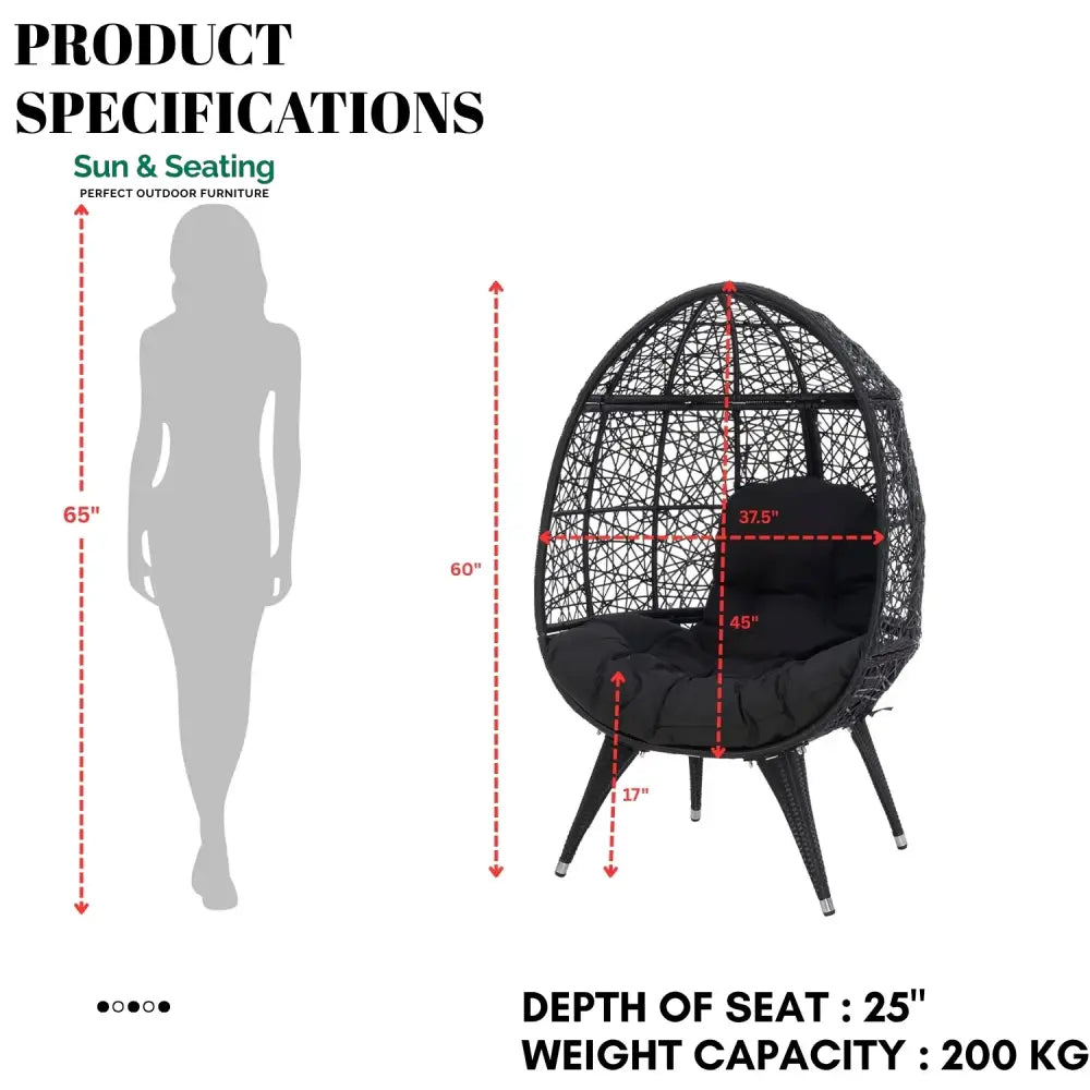 Wafaa Outdoor All-Weather Wicker Egg Chair Egg Chair