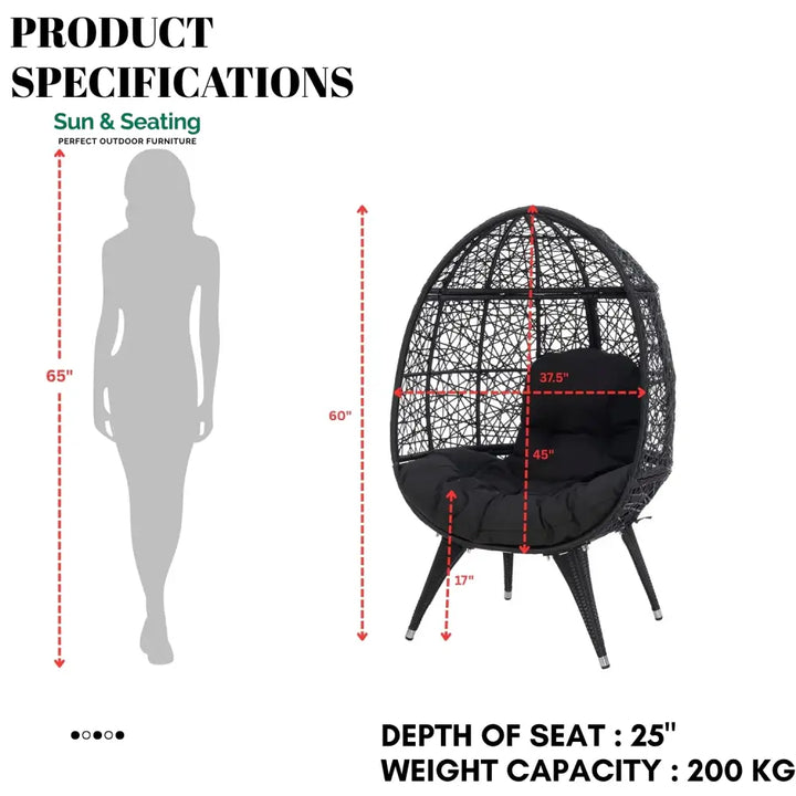 Wafaa Outdoor All-Weather Wicker Egg Chair Egg Chair