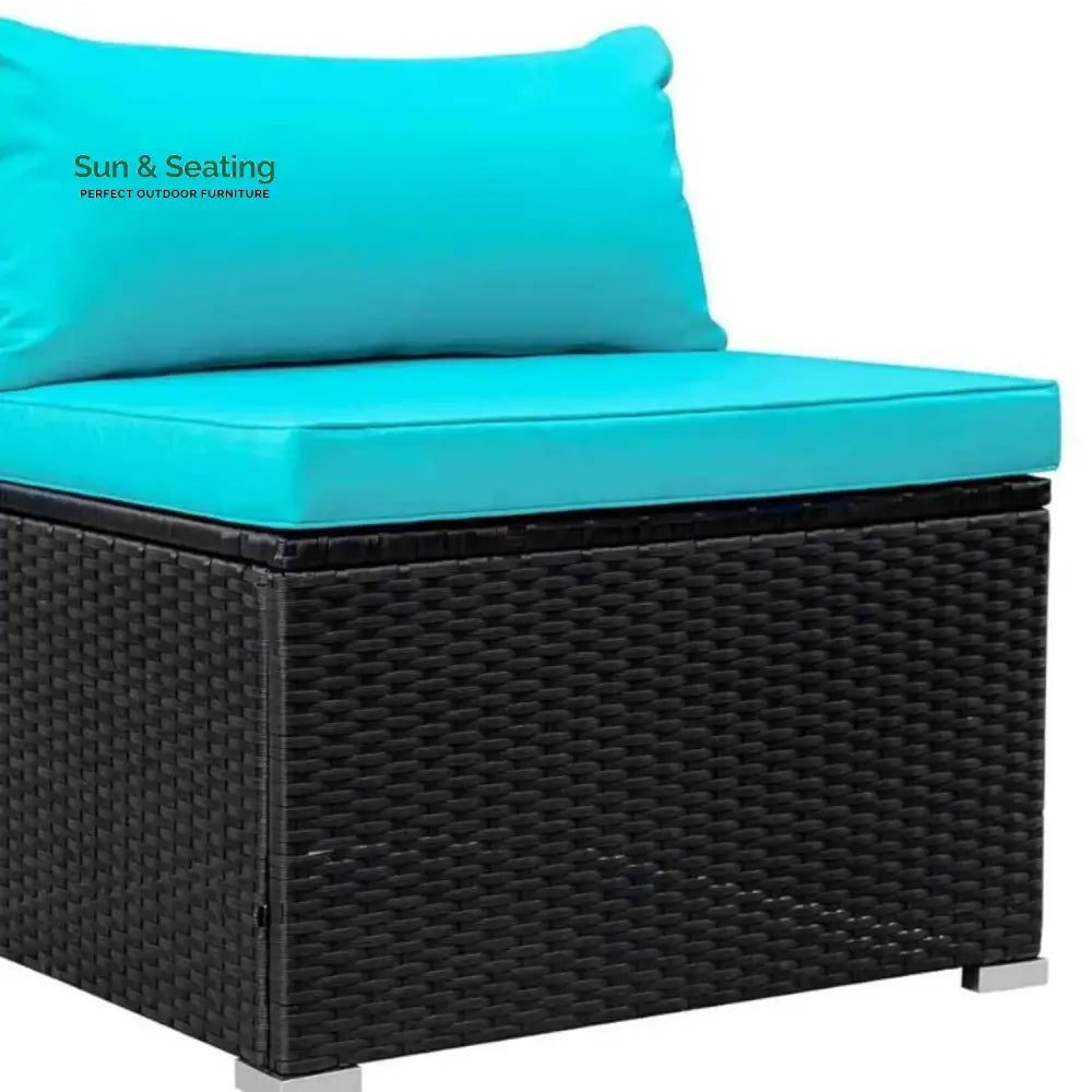 Warda Outdoor Garden Conversation Sofa Set (Black/Sky-Blue) Sofa Set