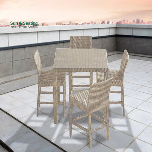 Warin Outdoor Patio Bar Sets 4 Chairs And 1 Table For Balcony (Grey) Bar Sets
