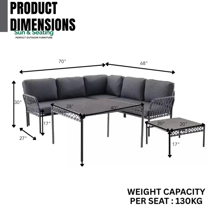 Waverly Outdoor Rope 5 Seater L-Shape Sofa Sofa Set