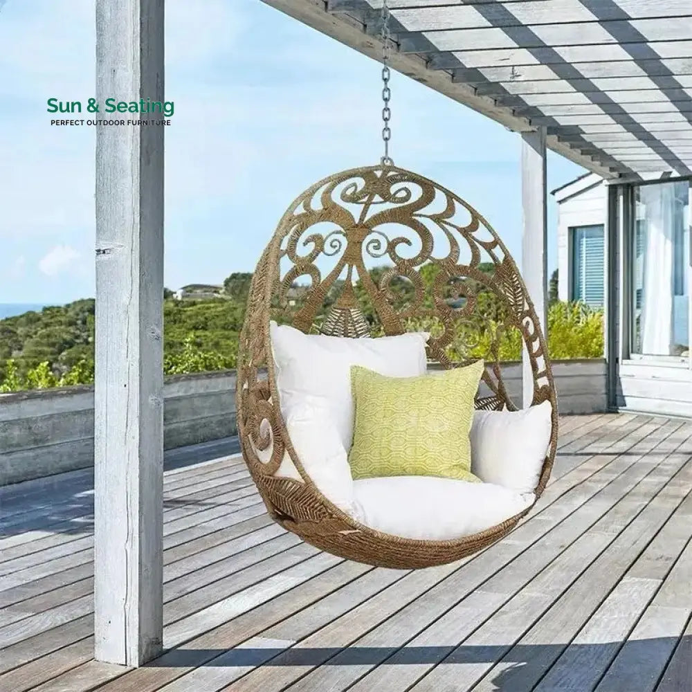 Wayne Single Seater Hanging Swing Without Stand For Balcony Garden Swing (Tan) Swings