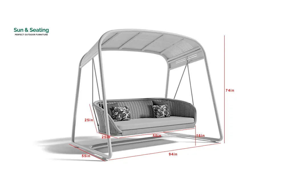 Wegg Double Seater Hanging Swing With Stand For Balcony Garden Swing (Dark Grey) Swings