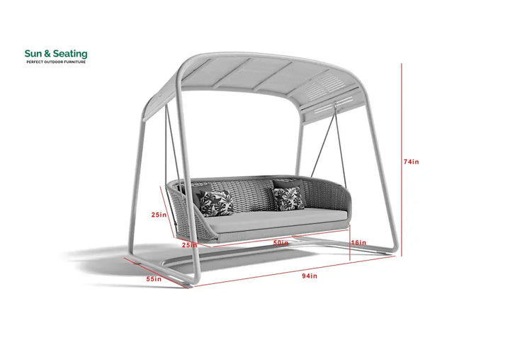 Wegg Double Seater Hanging Swing With Stand For Balcony Garden Swing (Dark Grey) Swings