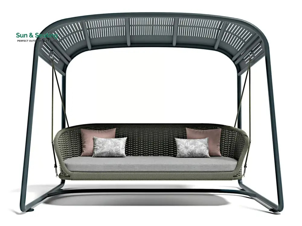 Wegg Double Seater Hanging Swing With Stand For Balcony Garden Swing (Dark Grey) Swings