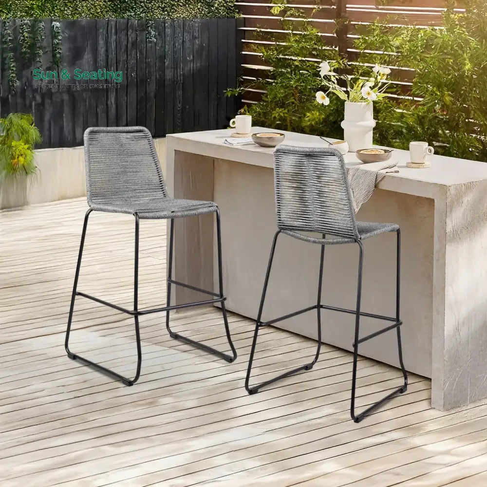 Wei 2-Piece Outdoor Rope Bar Chairs – Stylish Comfort Built to Last Bar Chairs